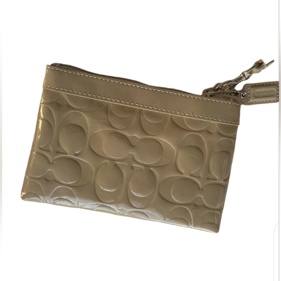 Coach Wristlet - Patent Leather/Signature C - Tan Color - Picture 3 of 10